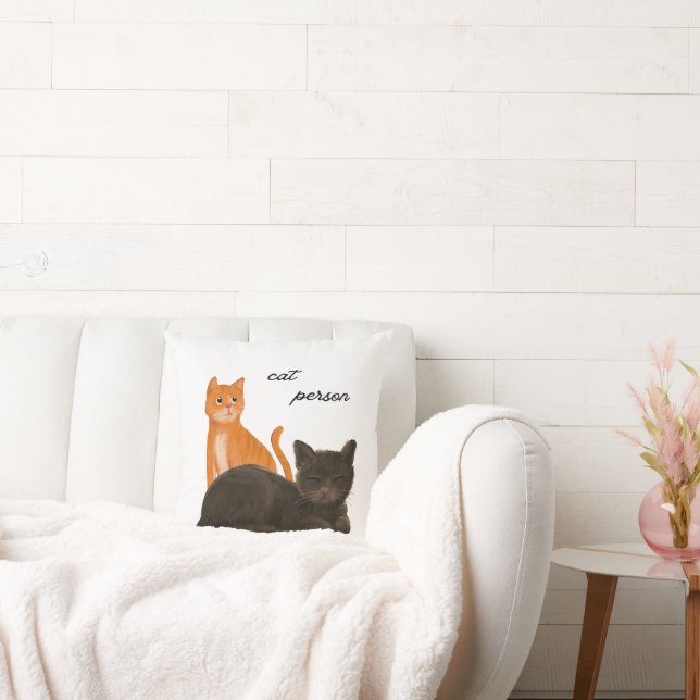 Cute Cat Person Throw Pillow (Couch)