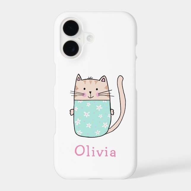 Cute Cat Personalized First Name Case-Mate iPhone Case (Back)