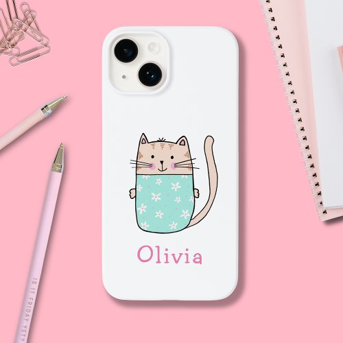Cute Cat Personalized First Name Case_Mate iPhone 14 Case