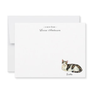 Cute cat personalized flat note card