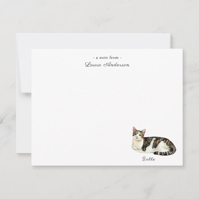 Cute cat personalized flat note card (Front)