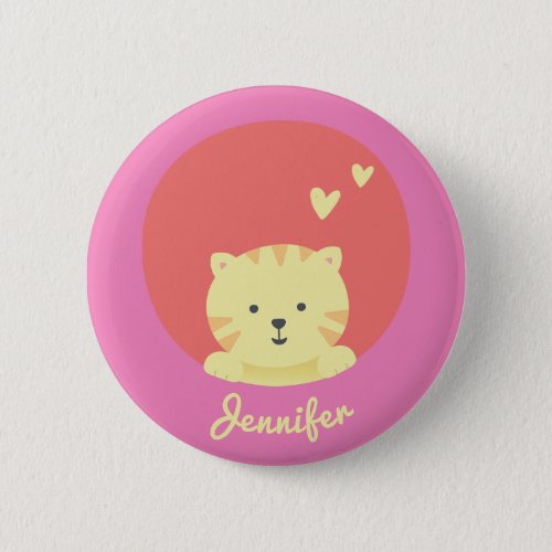 Cute Cat _ Personalized Girls  Button