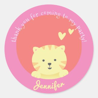 Cute Cat - Personalized Kids Birthday Thank You 