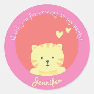 Cute Cat - Personalized Kids Birthday Thank You 