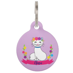 cute cat personalized name pet tag