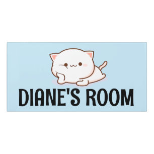 CUTE CAT PERSONALIZED NAME ROOM WALL SIGN