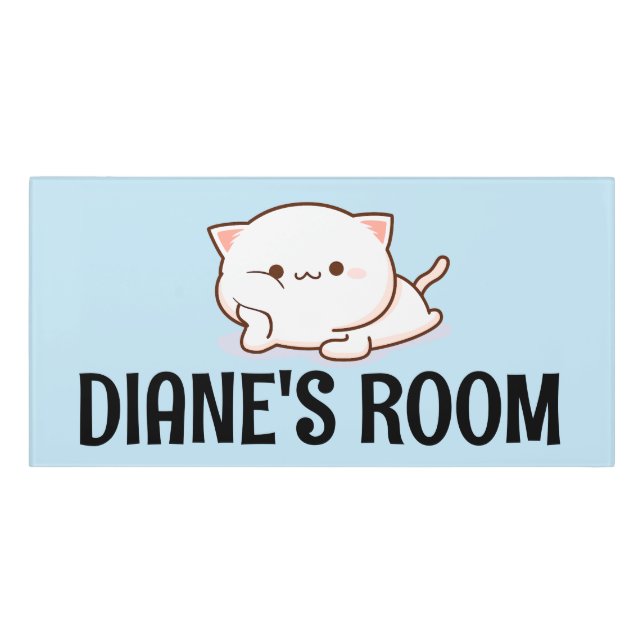 CUTE CAT PERSONALIZED NAME ROOM WALL SIGN (Classic Front)