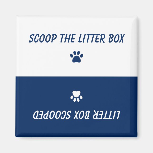 Cute Cat Pet Paw Prints Navy Blue Reversible Magnet (Front)