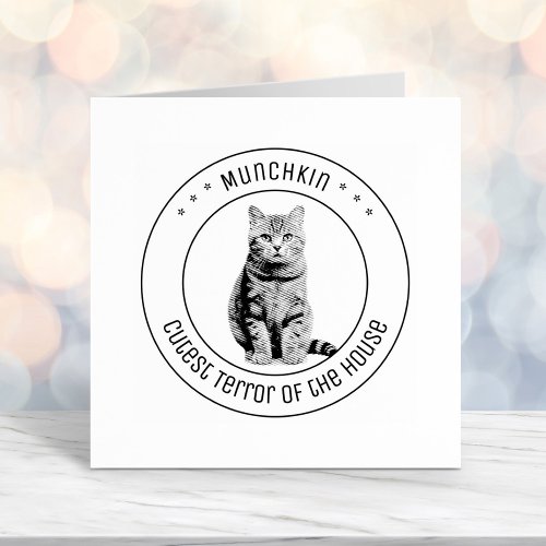 Cute Cat Pet Photo Round Self_inking Stamp