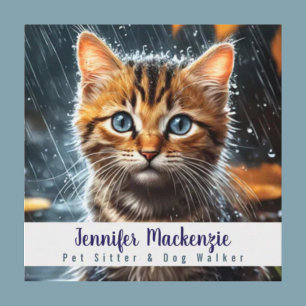 Cute Cat Pet Sitter and Dog Walker Square Business Card