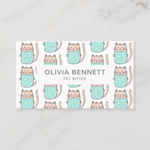 Cute Cat Pet Sitter Business Card