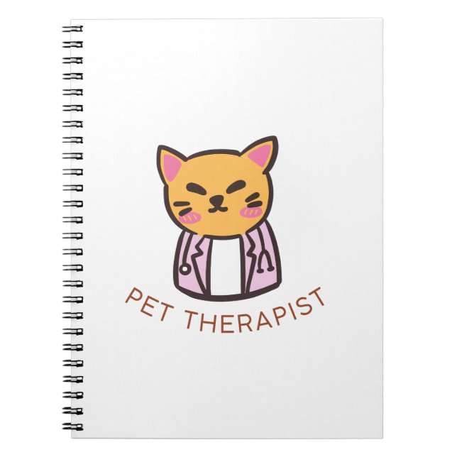 Cute Cat Pet Therapist Cartoon Design Notebook (Front)
