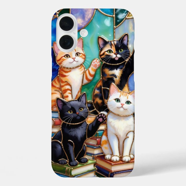 Cute Cat Phone Case Stained Glass Cats (Back)