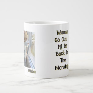 Cute Cat , Photo And Name Customizable, Funny Text Giant Coffee Mug