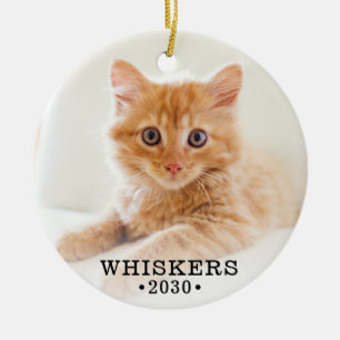 Cute Cat Photo Ceramic Ornament