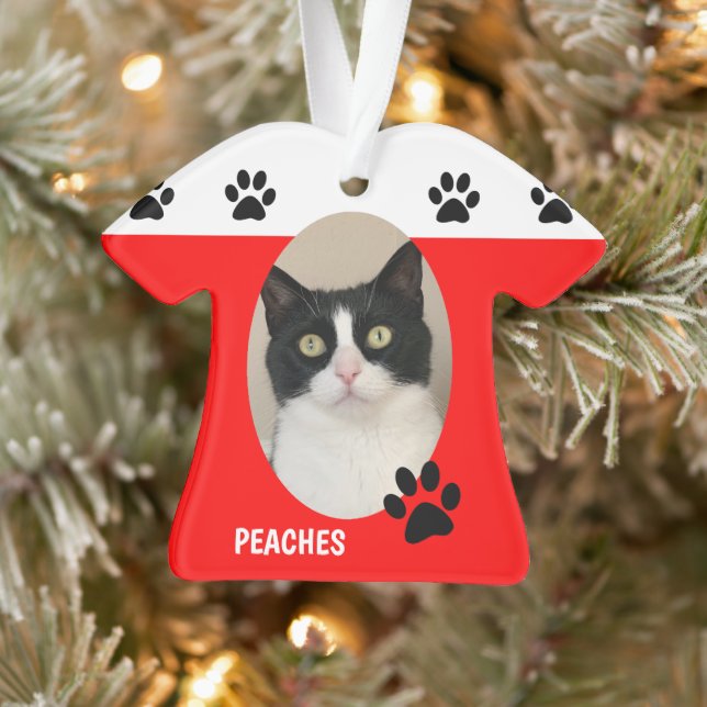 Cute Cat Photo Christmas Ornament (Tree)