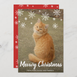 Cute Cat Photo Fun Modern Christmas Holiday Card