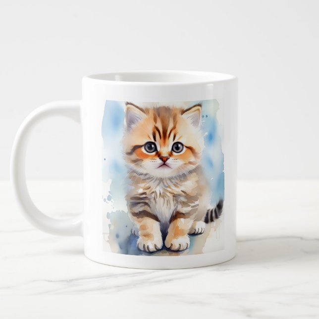 Cute Cat Photo Giant Coffee Mug (Left)