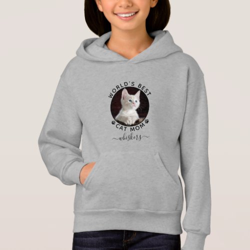 Cute Cat Photo Name Black Paw Prints Personalized Hoodie