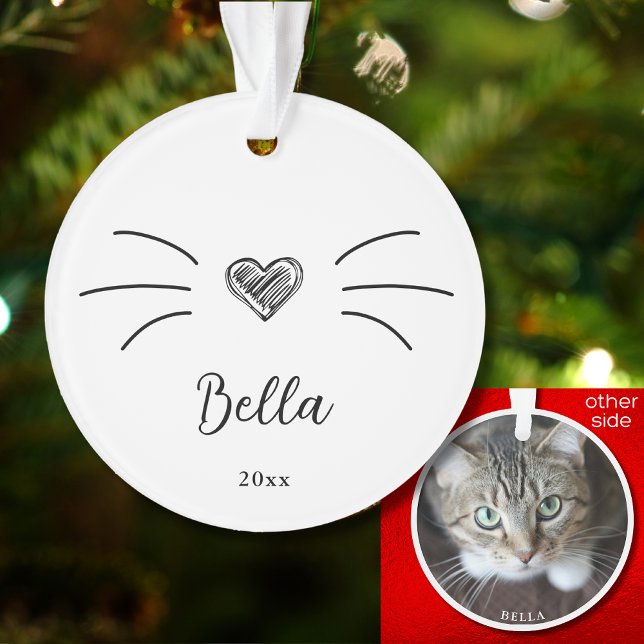 Cute Cat Photo White Ornament Whiskers (Creator Uploaded)