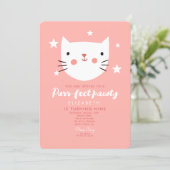 Cute Cat Pink Birthday Party  Invitation (Standing Front)