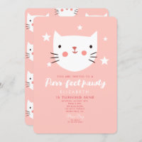 Cute Cat Pink Birthday Party  Invitation