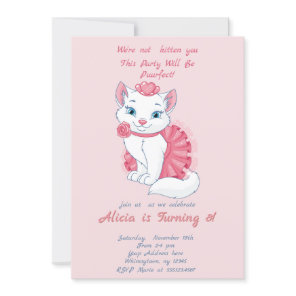 Cute cat pink girl birthday invitation. invitation