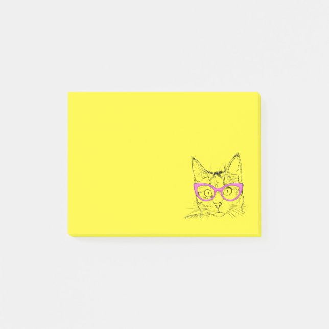 Cute Cat Pink Glasses Normal is Boring Post-it Notes (Front)