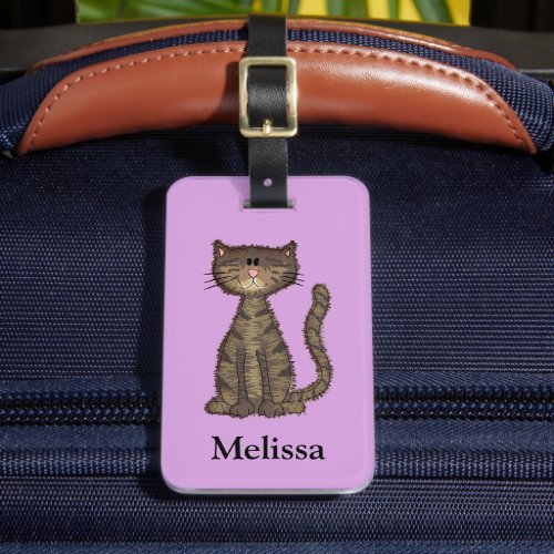 Cute Cat Pink Personalized Luggage Tag