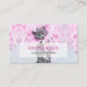 Cute Cat pink plume.                               Business Card