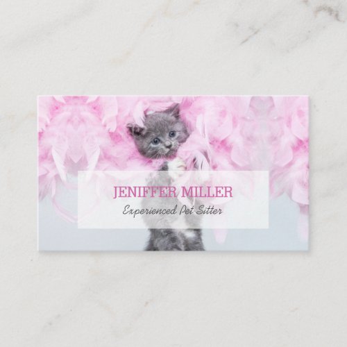 Cute Cat pink plume                               Business Card