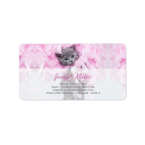 Cute Cat pink plume                               Label