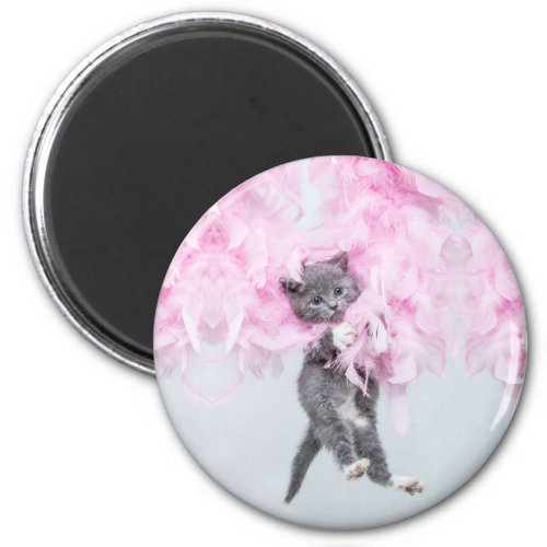 Cute Cat pink plume Magnet