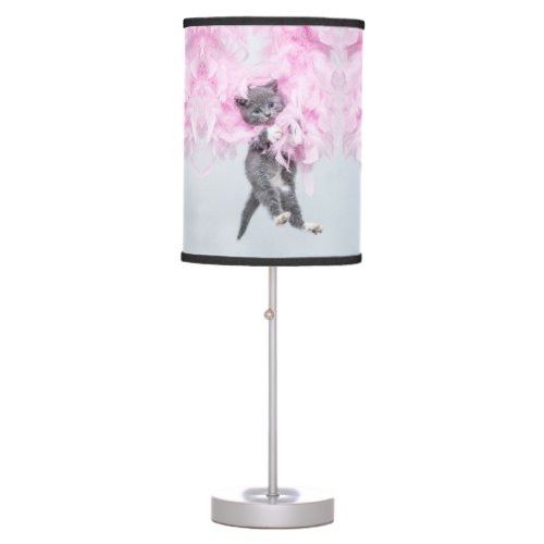 Cute Cat pink plume Table Lamp