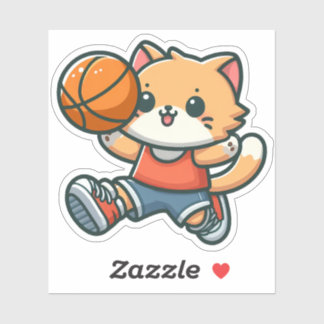Cute Cat Playing Basketball - 01 Sticker