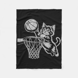 Cute Cat Playing Basketball Men Women Kids Funny C Fleece Blanket
