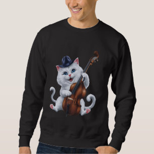 Cute Cat Playing Cello Funny Music Lover Jazz Cat Sweatshirt