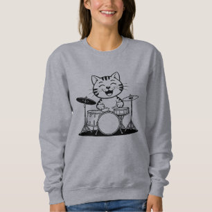 Cute Cat Playing Drums Sweatshirt