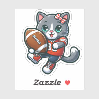 Cute Cat Playing Football - 01 Sticker