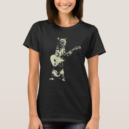 Cute Cat Playing Guitar T_Shirt