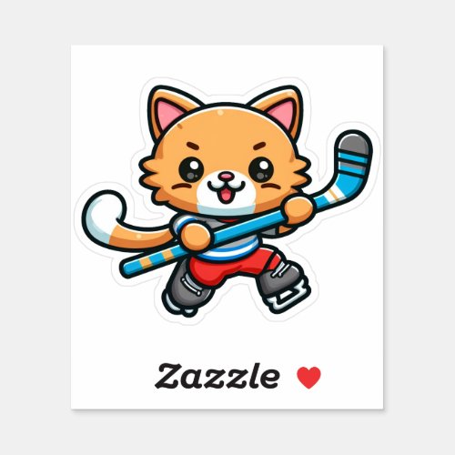 Cute Cat Playing Hockey _ 01 Sticker