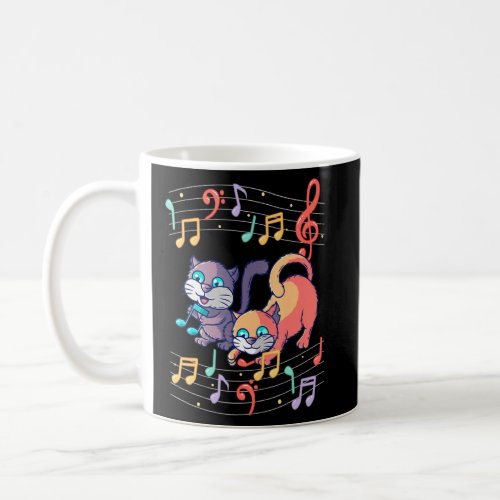 Cute Cat Playing Music Note Clef Musician Art Pian Coffee Mug