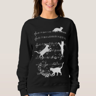 Cute Cat Playing Music Notes Jazz Day Jazz Musi Sweatshirt