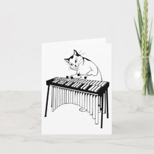 Cute Cat Playing Percussion Musical Xylophone Card