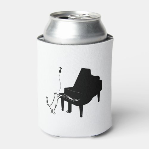 Cute Cat Playing Piano Funny Musician Art Can Cooler