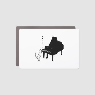 Cute Cat Playing Piano Funny Musician Art Car Magnet
