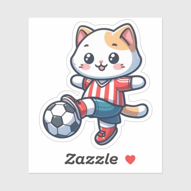 Cute Cat Playing Soccer - 01 Sticker (Sheet)