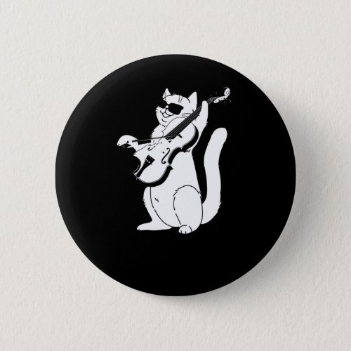 Cute Cat playing Violin String Instrument Musician Button