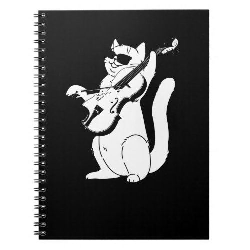 Cute Cat playing Violin String Instrument Musician Notebook
