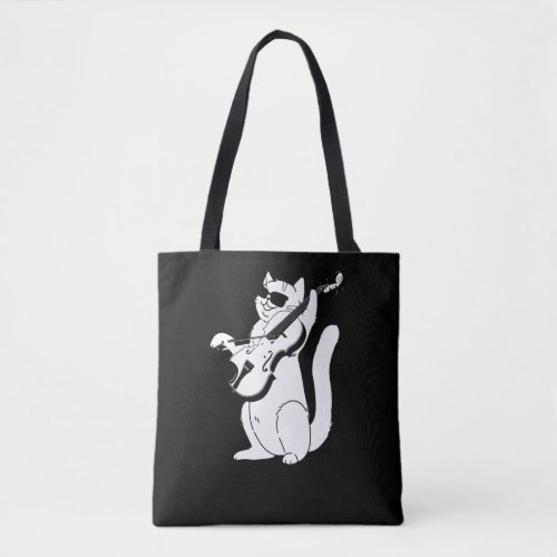 Cute Cat playing Violin String Instrument Musician Tote Bag